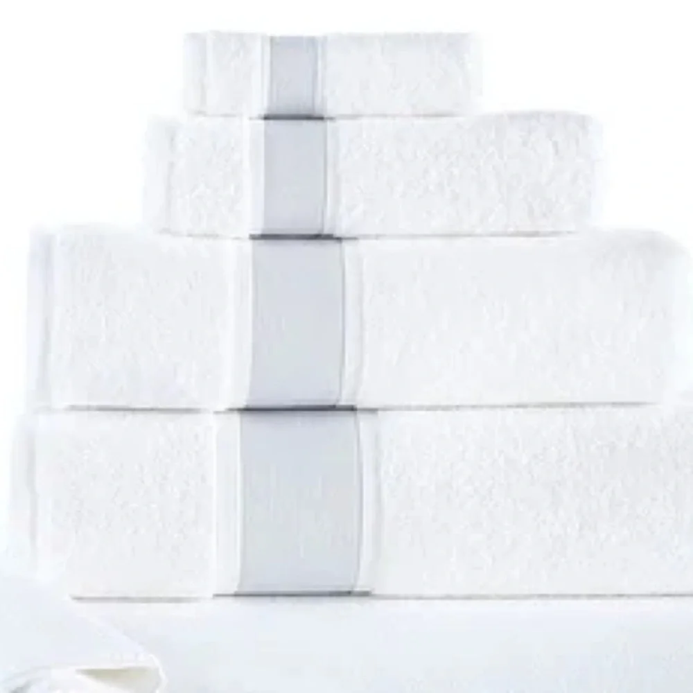 Brooks Brothers Towels Ottoman White & Silver 6 Pcs Turkish Cotton Brand New